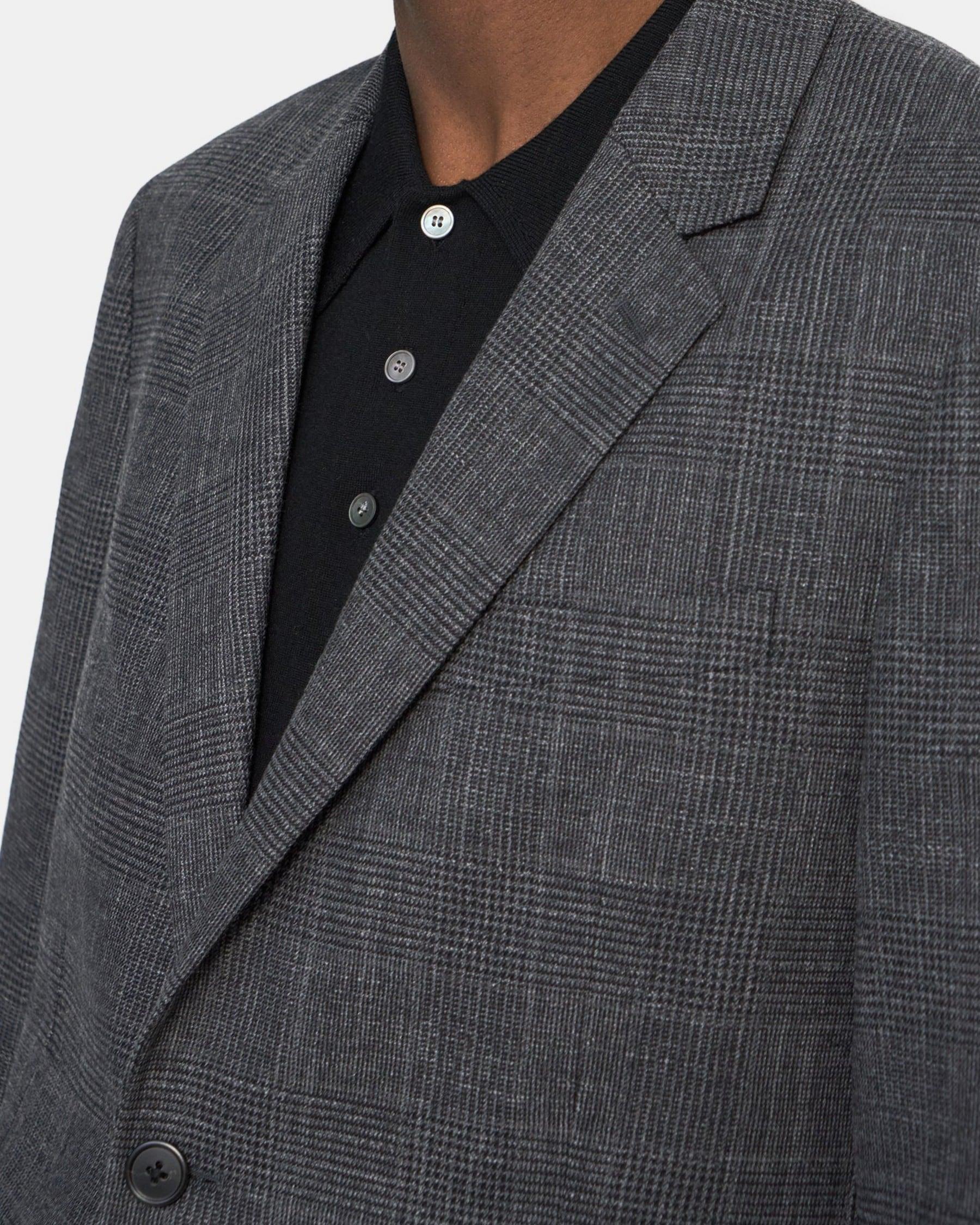 Structured Blazer in Checked Wool-Cotton Product Image