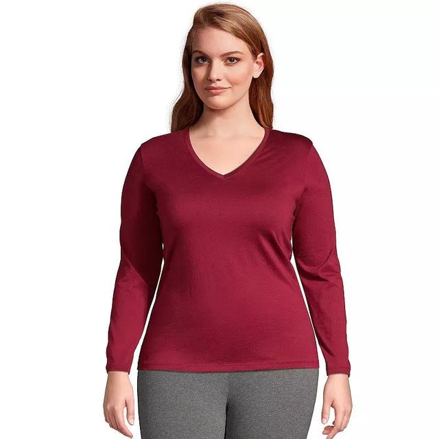 Plus Size Lands End Relaxed-Fit Supima Cotton V-Neck Tee, Womens Product Image