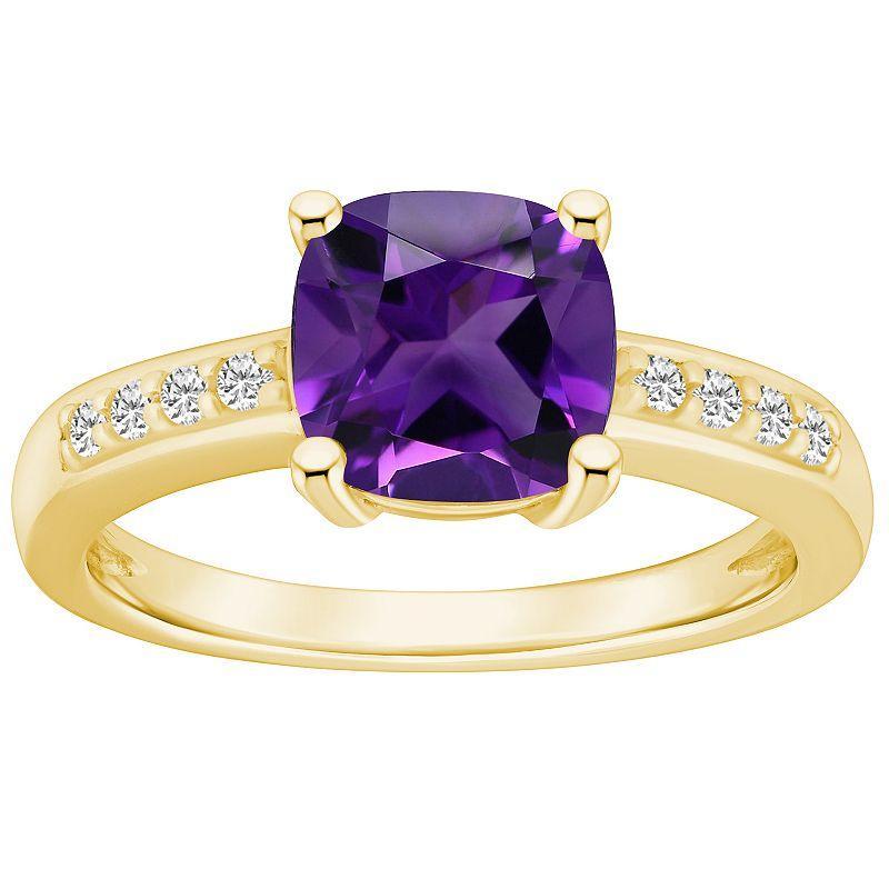 Alyson Layne 14k Gold Cushion Amethyst & 1/8 Carat T.W. Diamond Ring, Womens Product Image