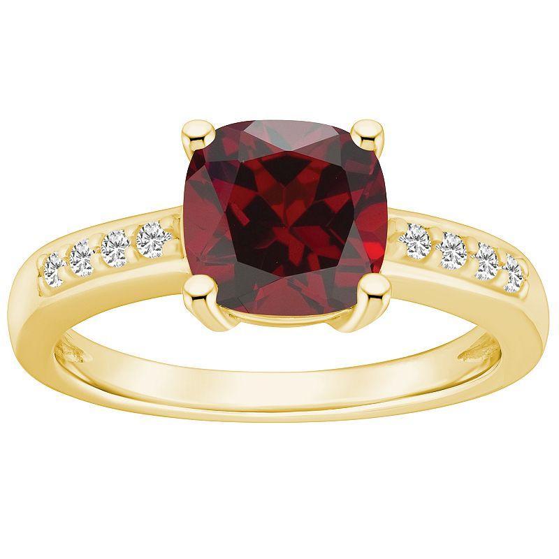 Alyson Layne 14k Gold Cushion Garnet & 1/8 Carat T.W. Diamond Ring, Womens Red Product Image