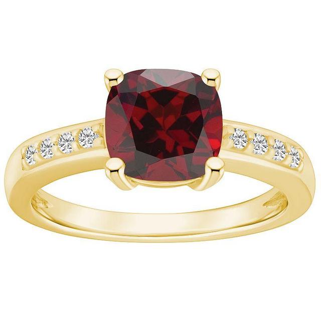 Alyson Layne 14k Gold Cushion Garnet & 1/8 Carat T.W. Diamond Ring, Womens Product Image