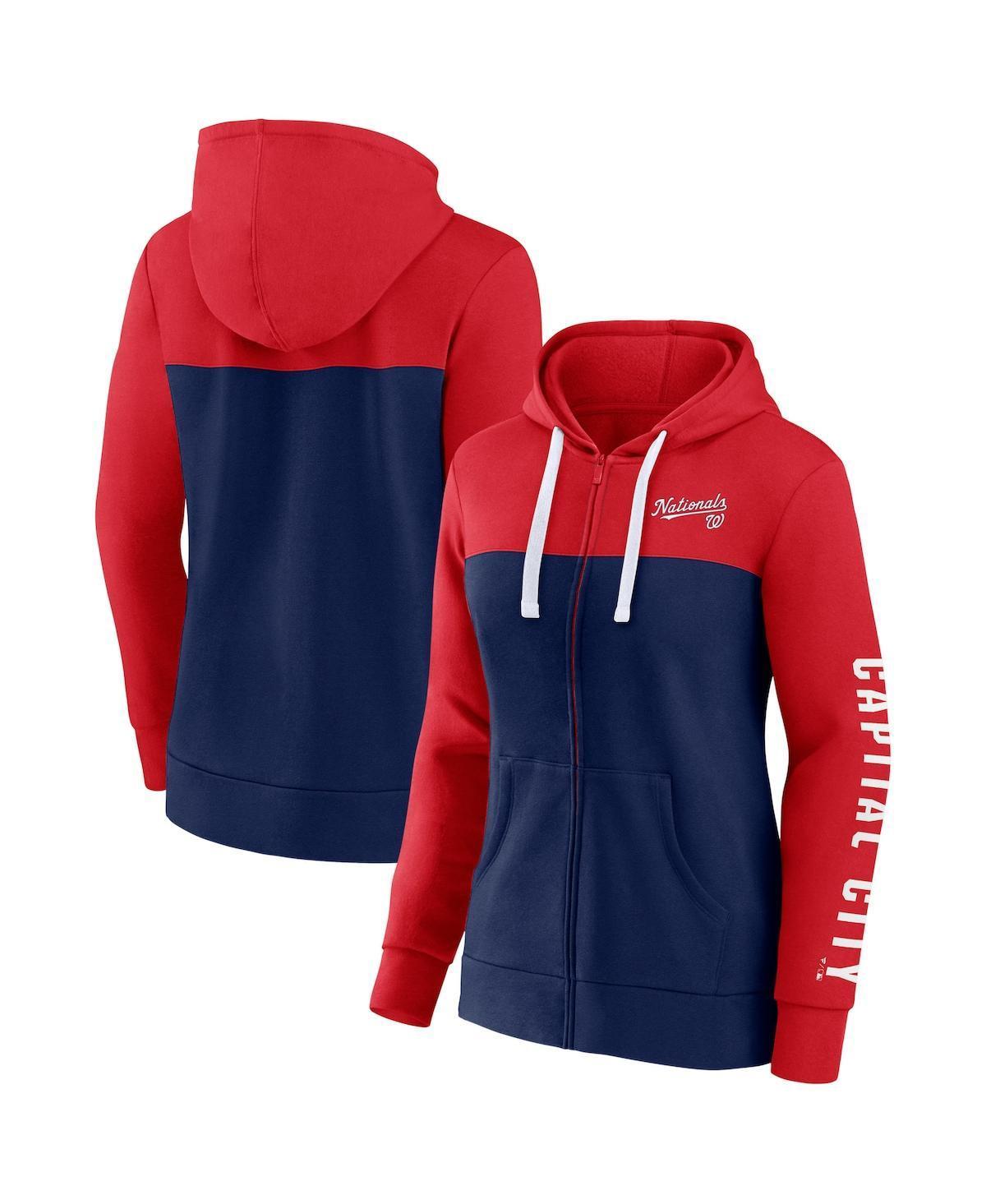 Womens Fanatics Branded /Navy Washington Nationals Take The Field Colorblocked Hoodie Full-Zip Jacket Product Image