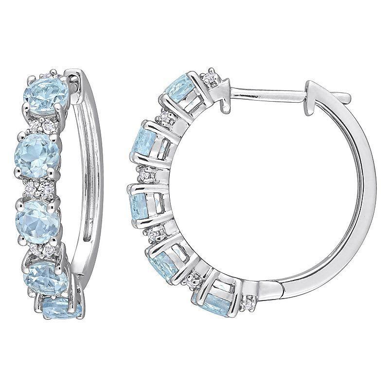 Stella Grace Sterling Silver Sky Blue Topaz & White Topaz Hoop Earrings, Womens Product Image