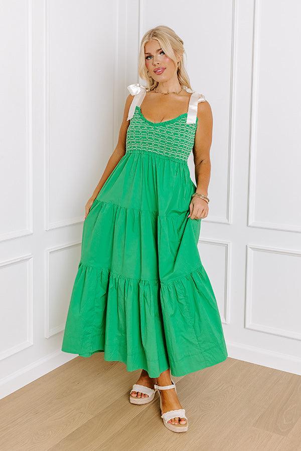 Classic Cutie Smocked Maxi Dress in Kelly Green Curves Product Image