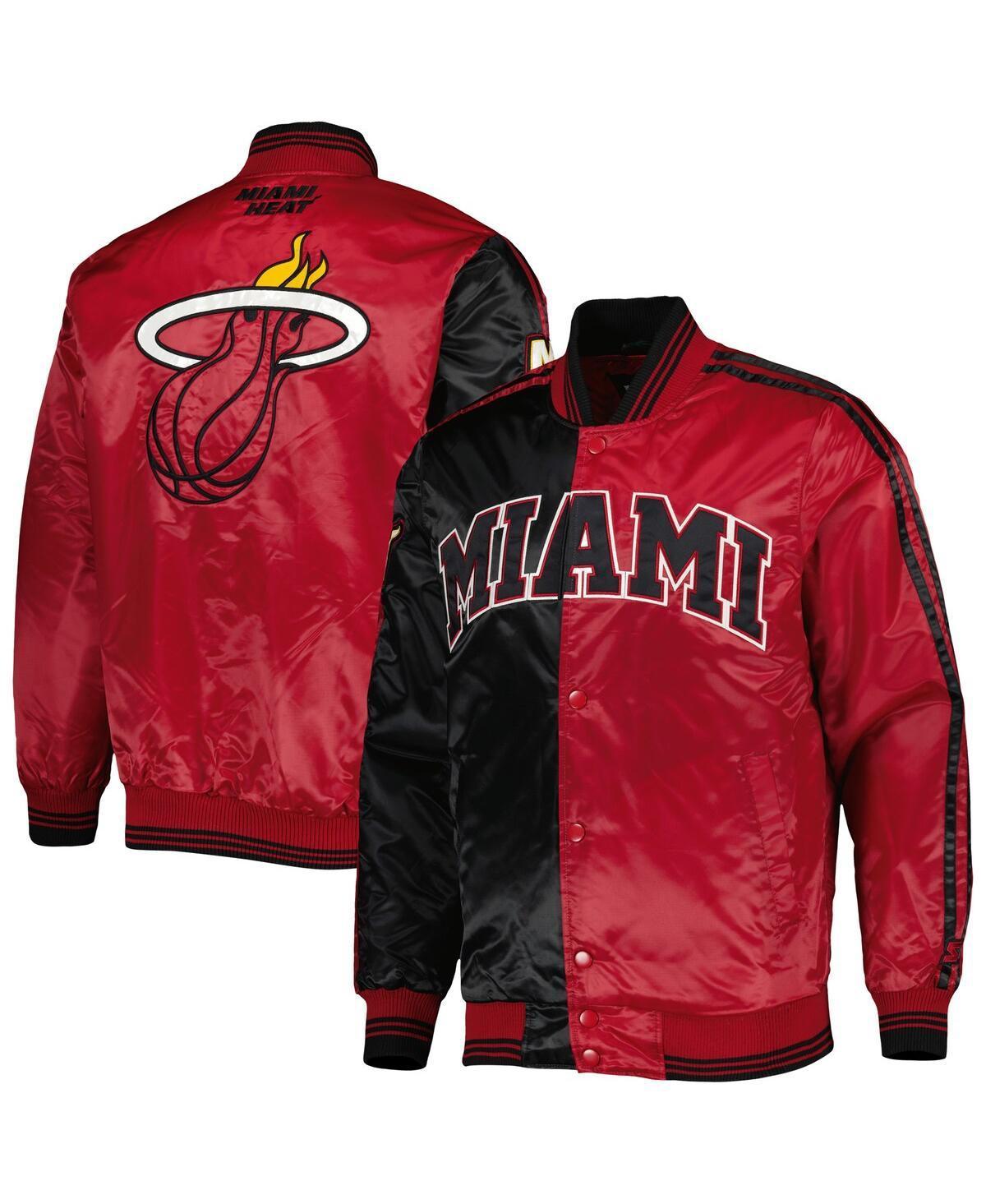 Mens Starter Black Miami Heat Fast Break Satin Full-Snap Jacket - Black Product Image