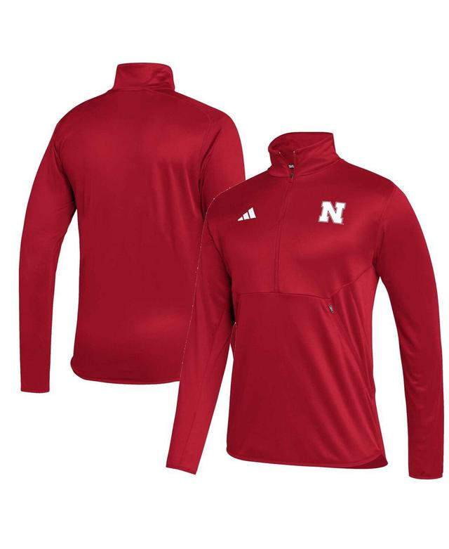 Mens adidas Scarlet Nebraska Huskers 2023 Sideline Aeroready Half-Zip Top Product Image