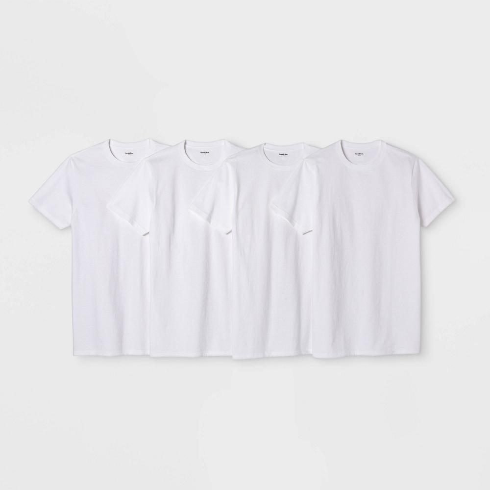 Mens Short Sleeve 4pk Crew-Neck T-Shirt - Goodfellow & Co White M Product Image