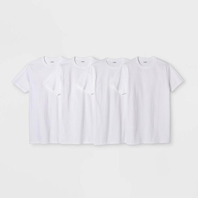 Men's Short Sleeve 4pk Crewneck T-Shirt - Goodfellow & Co™ White M Product Image