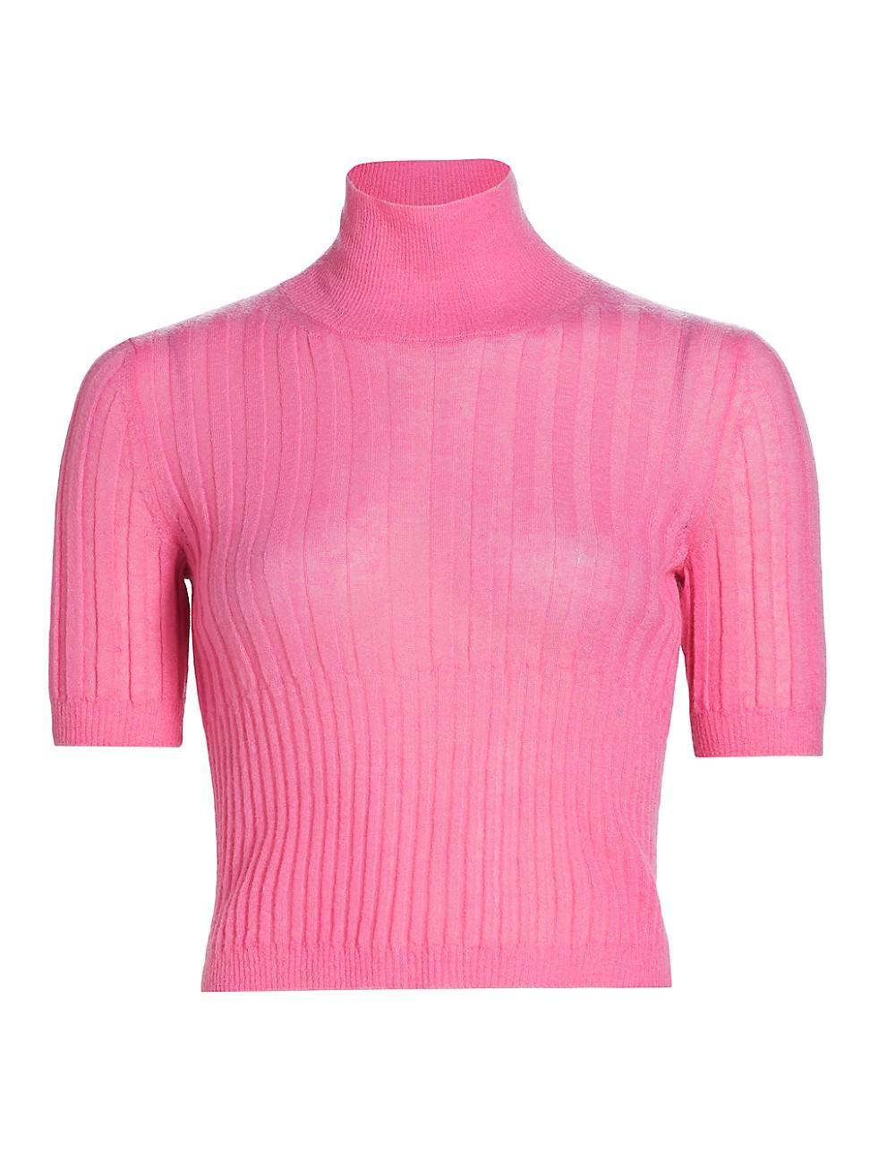 Womens Rib-Knit Crop Turtleneck Blouse Product Image