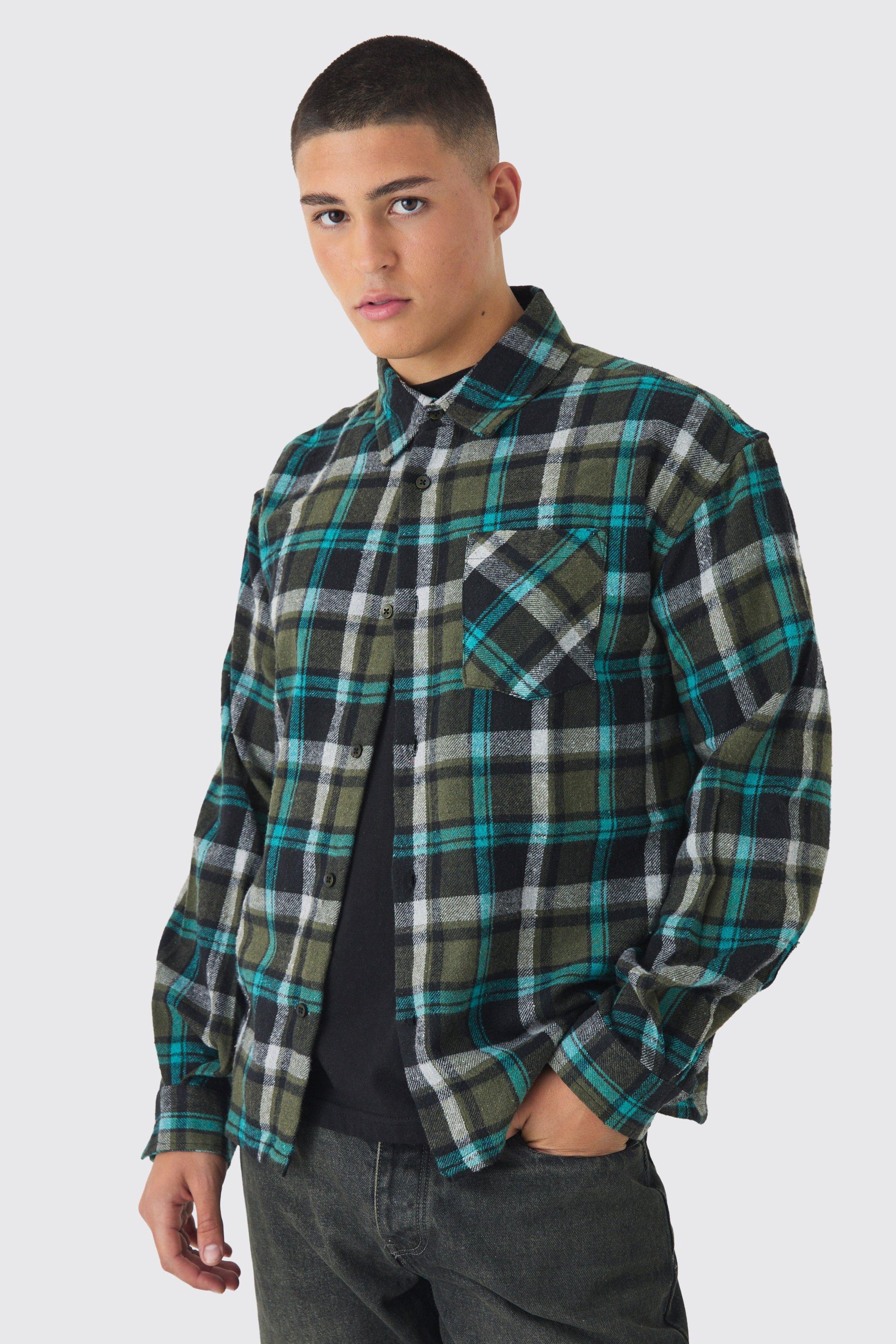 Oversized Long Sleeve Check Shirt | boohooMAN USA Product Image