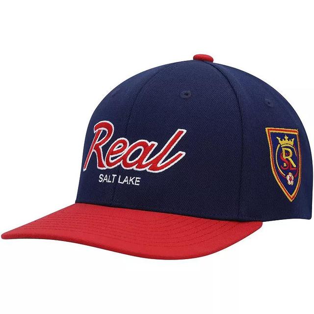 Mens Mitchell & Ness Navy Real Salt Lake Team Script 2.0 Stretch Snapback Hat Product Image