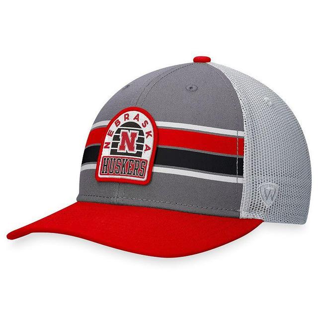 Mens Top of the World Gray/Scarlet Nebraska Huskers Aurora Trucker Adjustable Hat Product Image