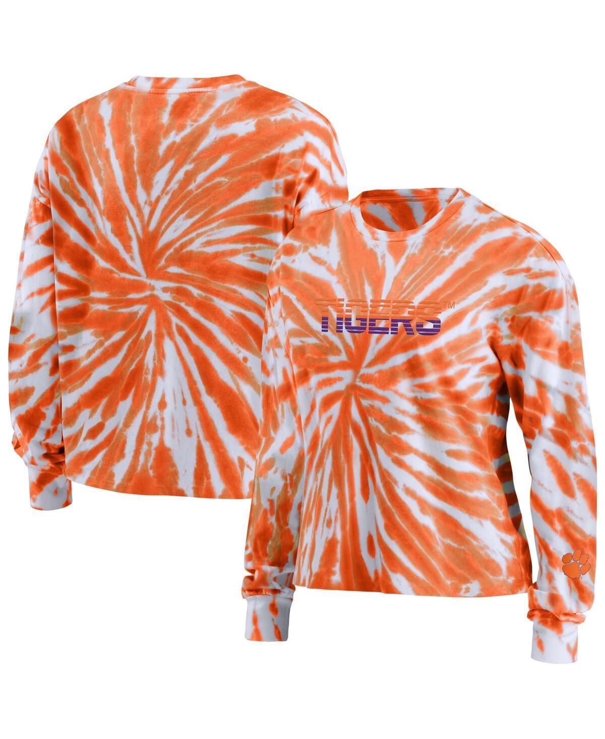 Womens WEAR by Erin Andrews Clemson Tigers Tie-Dye Long Sleeve T-Shirt Product Image