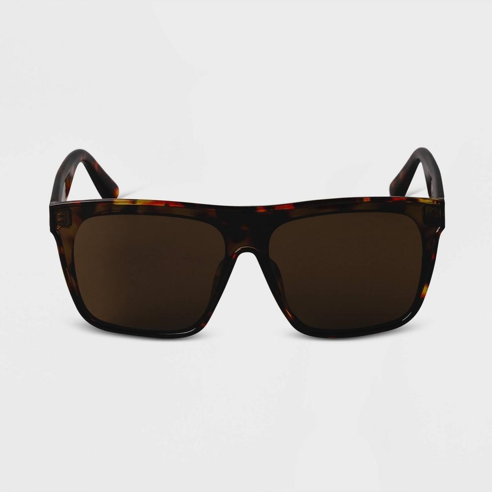 Womens Tortoise Shell Plastic Shield Sunglasses - A New Day Product Image