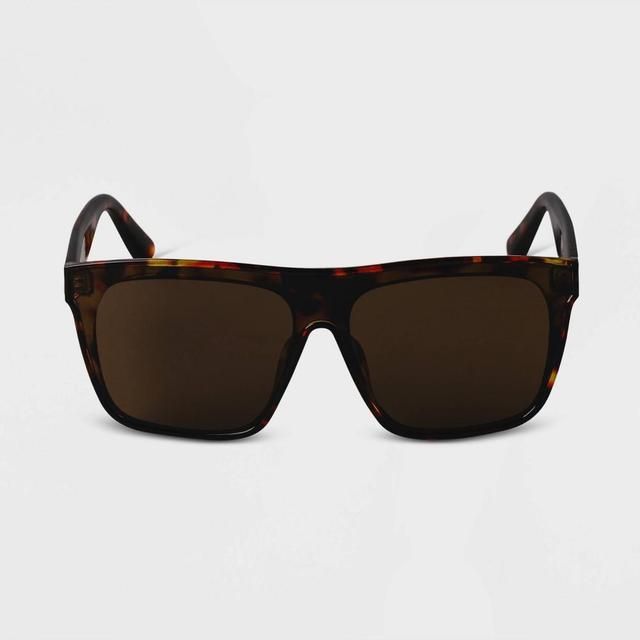 Womens Tortoise Shell Plastic Shield Sunglasses - A New Day Product Image