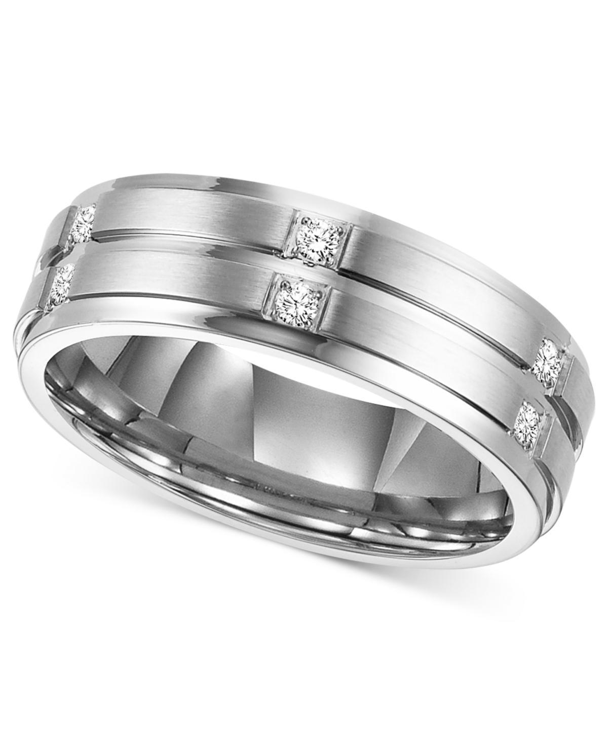 Triton Mens Diamond Wedding Band Ring in Stainless Steel (1/6 ct. t.w.) Product Image