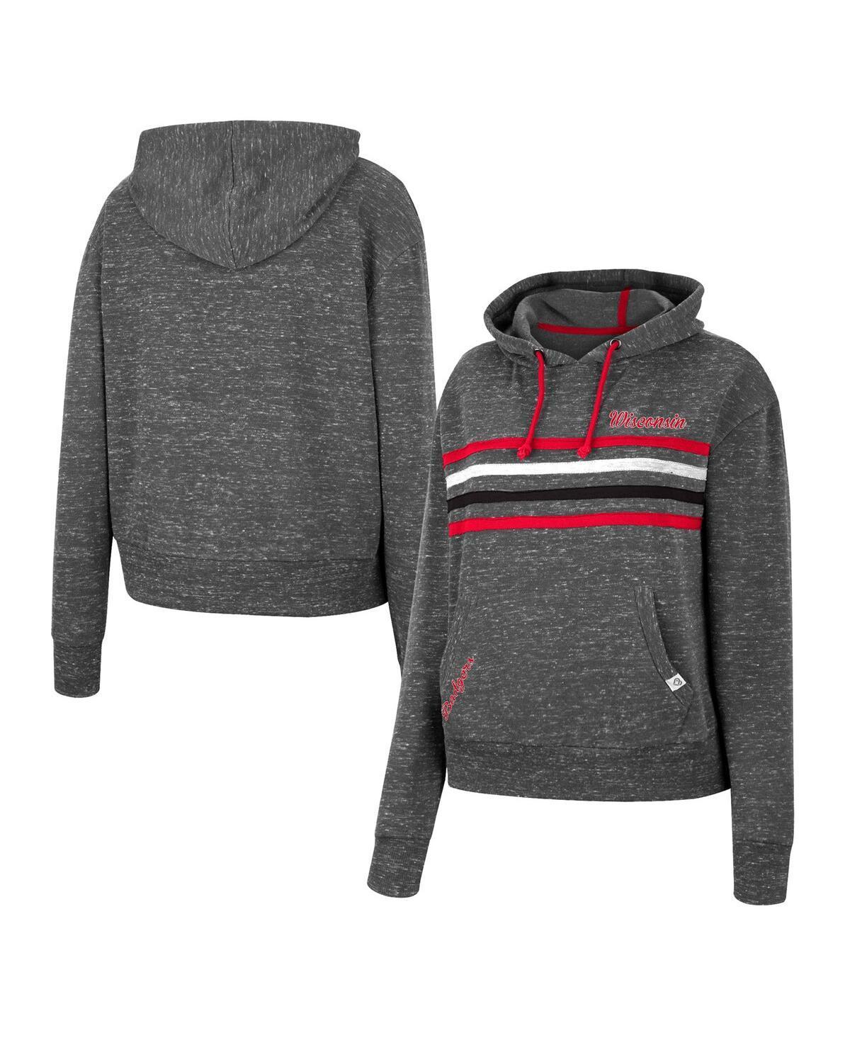 Womens Colosseum Charcoal Wisconsin Badgers Backstage Speckled Pullover Hoodie Product Image