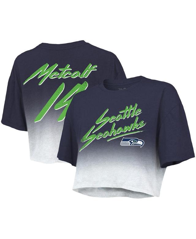 Womens Majestic Threads Dk Metcalf Navy Seattle Seahawks Drip-Dye Player Name and Number Tri-Blend Crop T-shirt - Navy Product Image