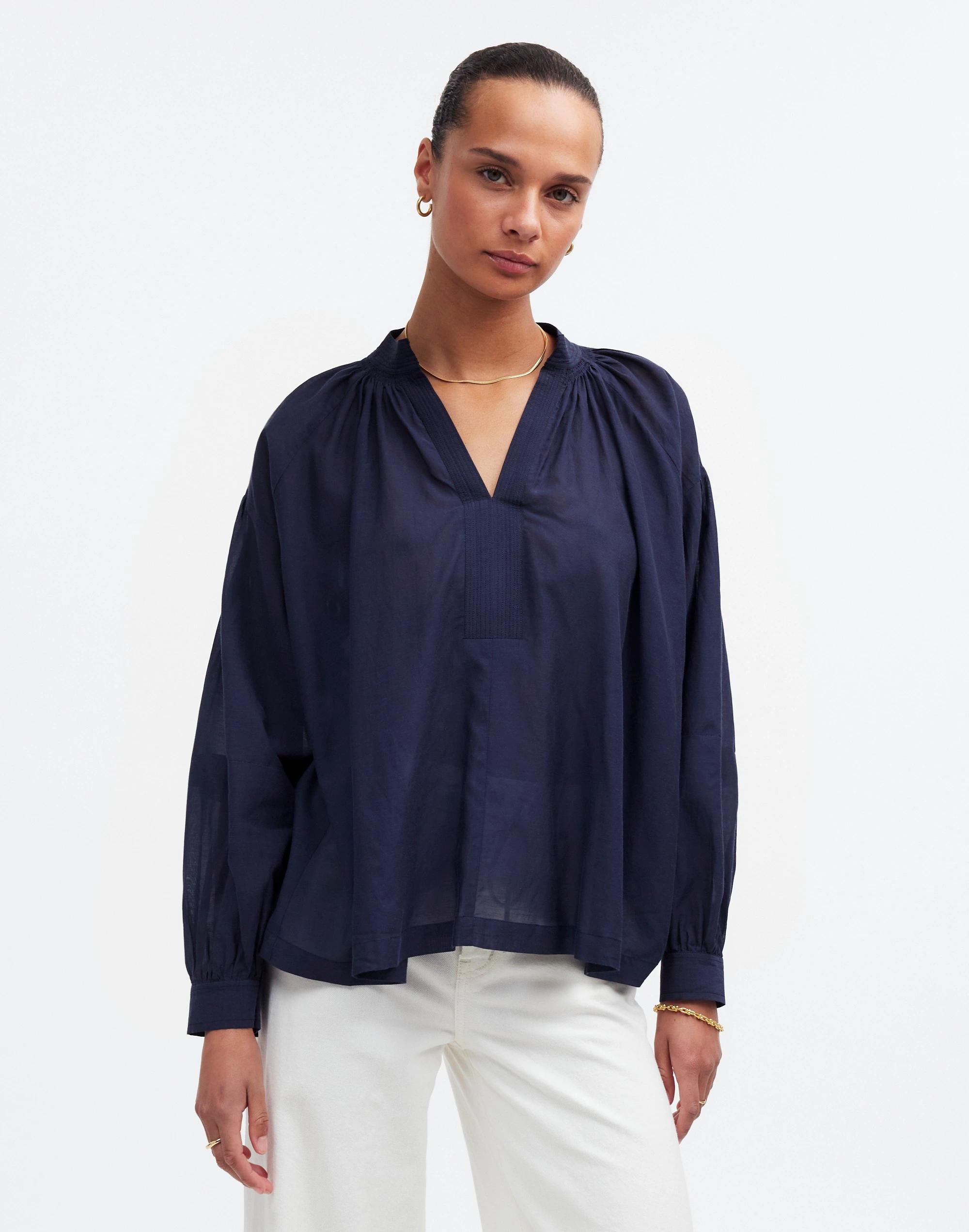 Shirred Long-Sleeve Top Product Image