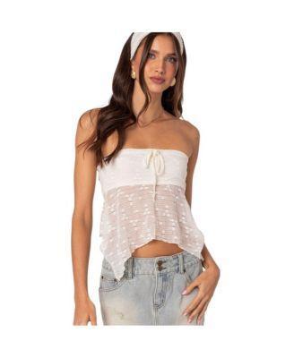 Women's Embroidered Sheer Strapless Top Product Image