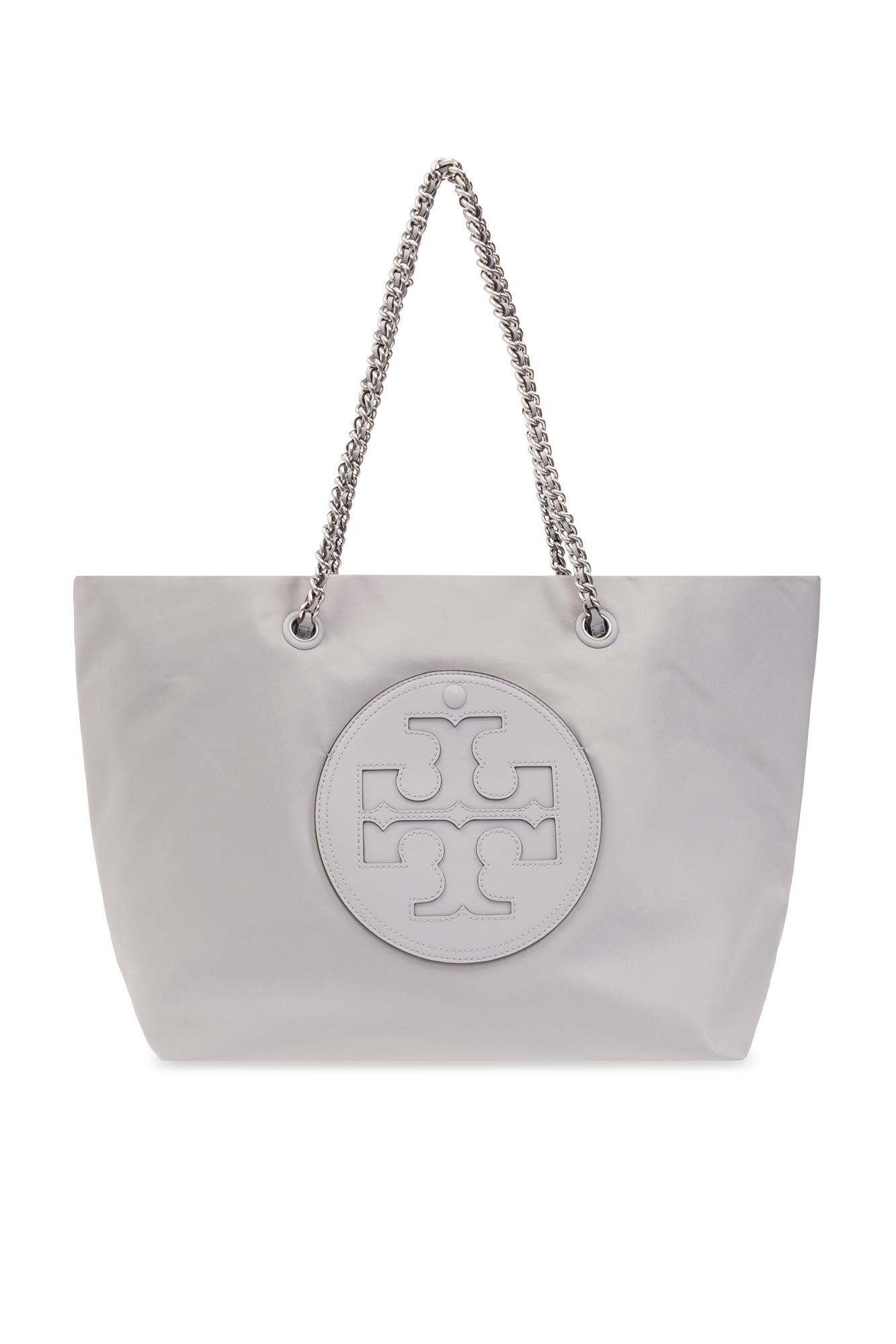 Ella Chain Logo Patch Tote Bag In Grey Product Image