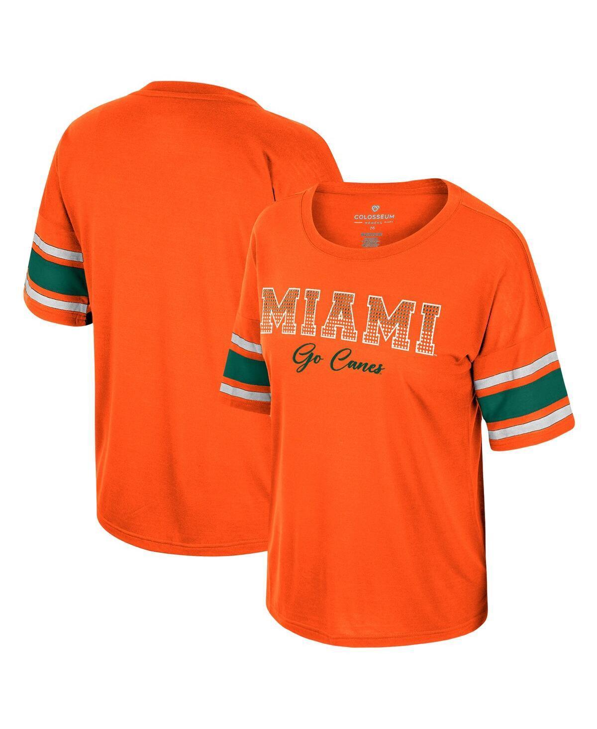 Womens Colosseum Orange Miami Hurricanes Im Gliding Here Rhinestone T-shirt Product Image