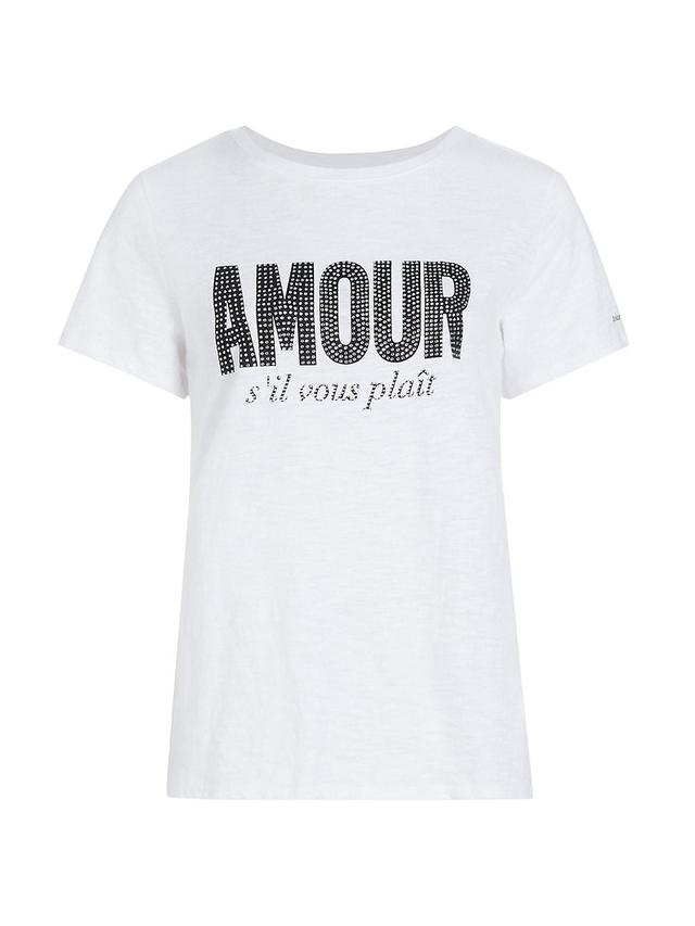 Womens Amour Rhinestone Cotton T-Shirt Product Image