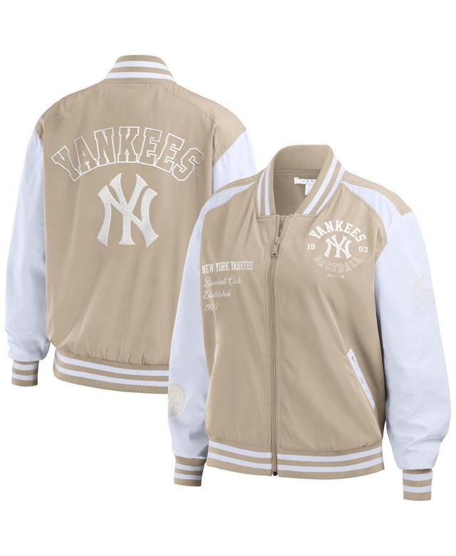 Womens Wear by Erin Andrews Tan New York Yankees Tonal Full-Zip Bomber Jacket Product Image