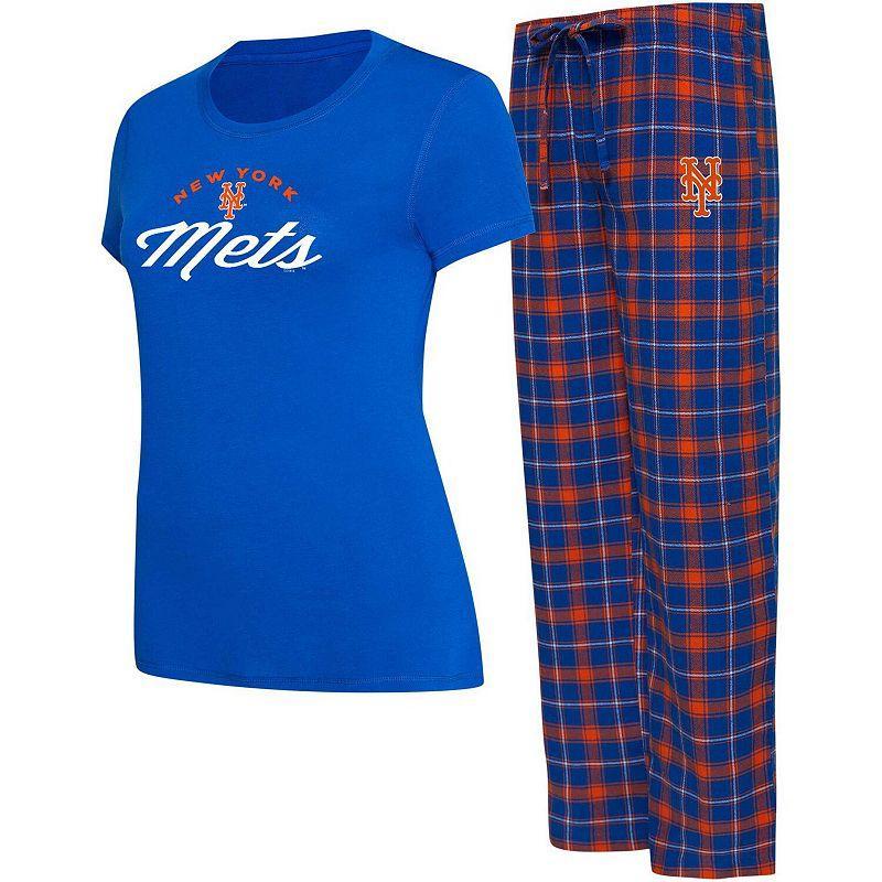 Womens Concepts Sport Royal/Orange New York Mets Arctic T-Shirt & Flannel Pants Sleep Set Product Image