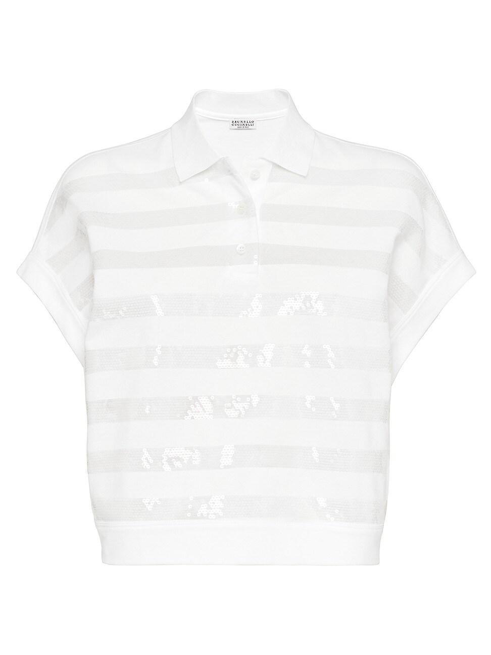 Womens Cotton Polo T-Shirt with Dazzling Stripes product image