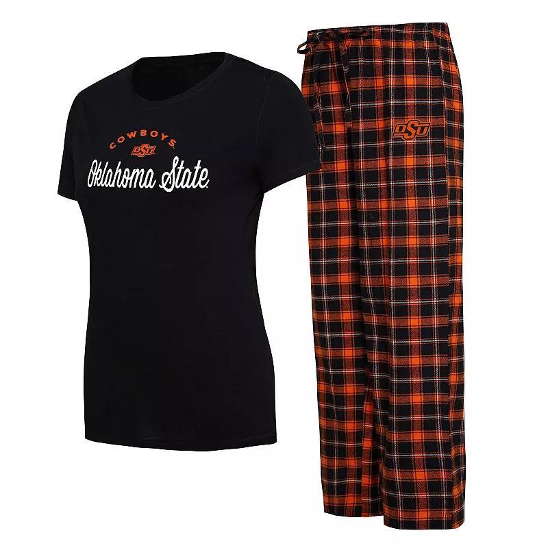 Womens Concepts Sport /Orange Oklahoma State Cowboys Arctic T-Shirt & Flannel Pants Sleep Set Product Image