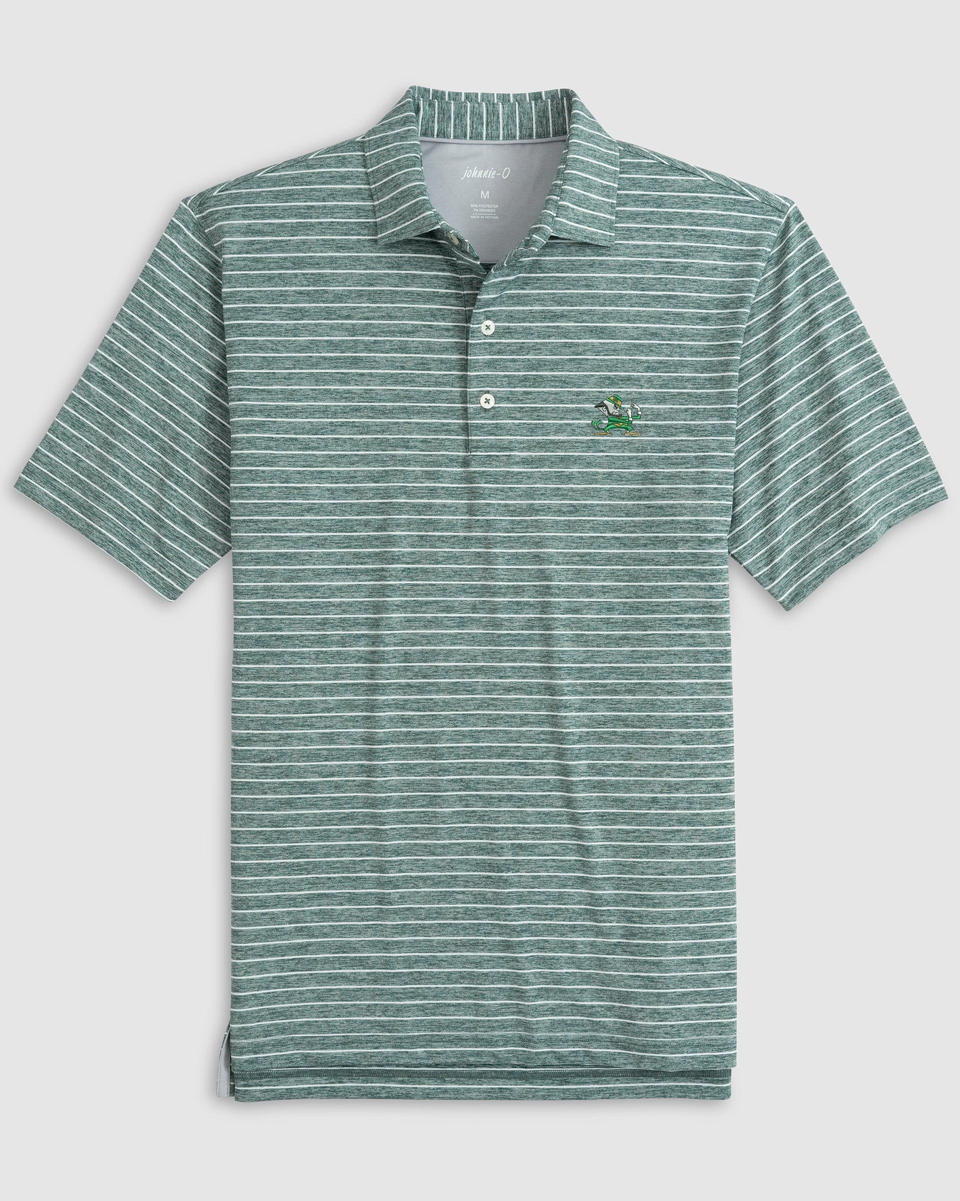 johnnie-O Notre Dame Newton Striped Jersey Performance Polo - Leprechaun Logo Product Image