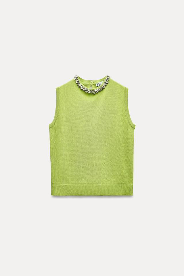 BASIC BEADS JEWEL KNIT TOP Product Image