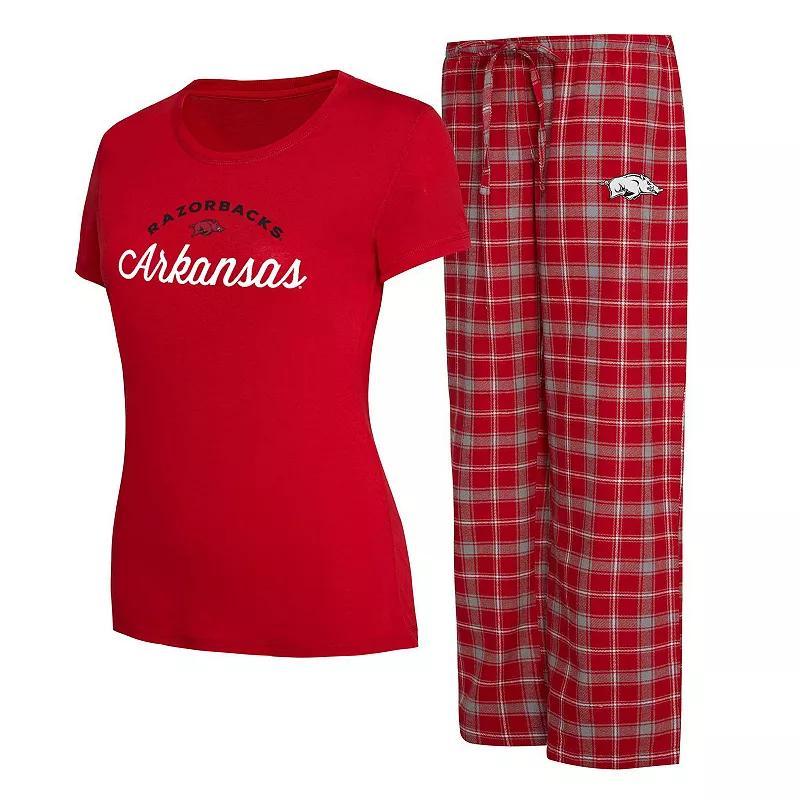 Womens Concepts Sport Cardinal/Gray Arkansas Razorbacks Arctic T-Shirt & Flannel Pants Sleep Set Product Image