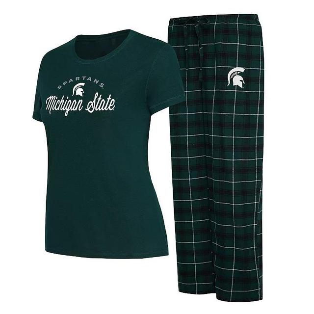 Womens Concepts Sport /Black Michigan State Spartans Arctic T-Shirt & Flannel Pants Sleep Set Product Image