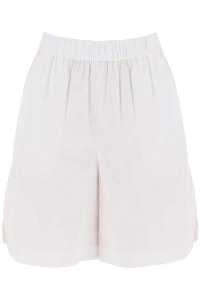 High Waist Bermuda Shorts In White Product Image