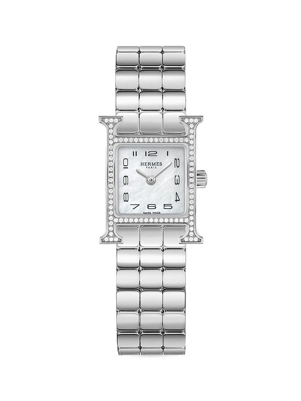 Womens Heure H 21MM Stainless Steel & Diamond Bracelet Watch Product Image