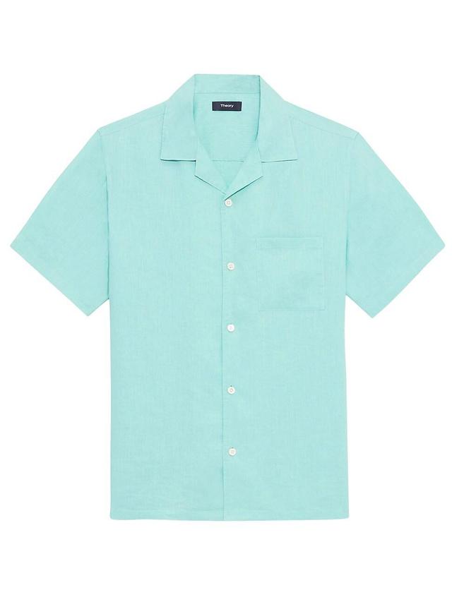 Theory Noll Short Sleeve Linen Button-Up Camp Shirt Product Image