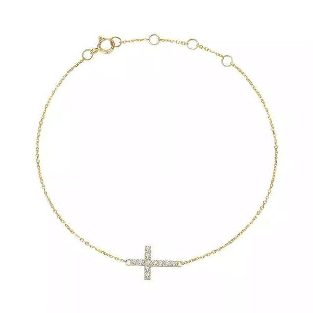 Cross Rhinestone Sterling Silver Bracelet Product Image