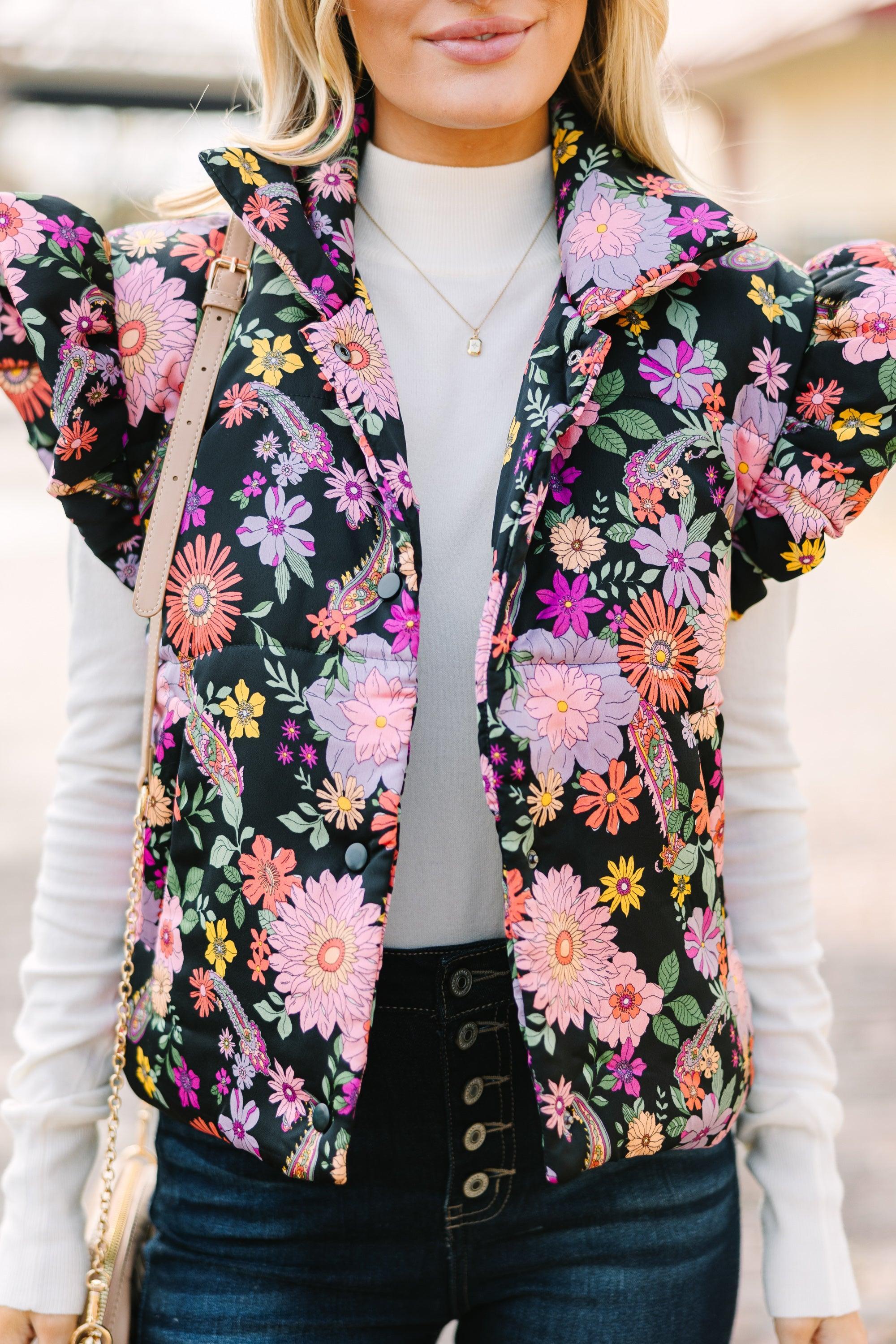 Be True To You Black Floral Vest Female Product Image