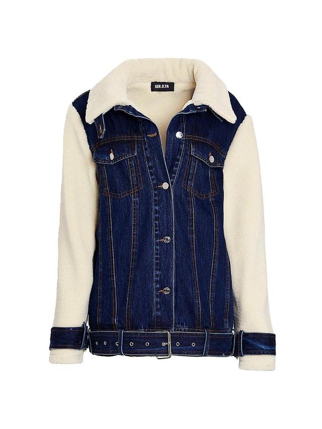 Womens Mink Teddy Denim Jacket Product Image