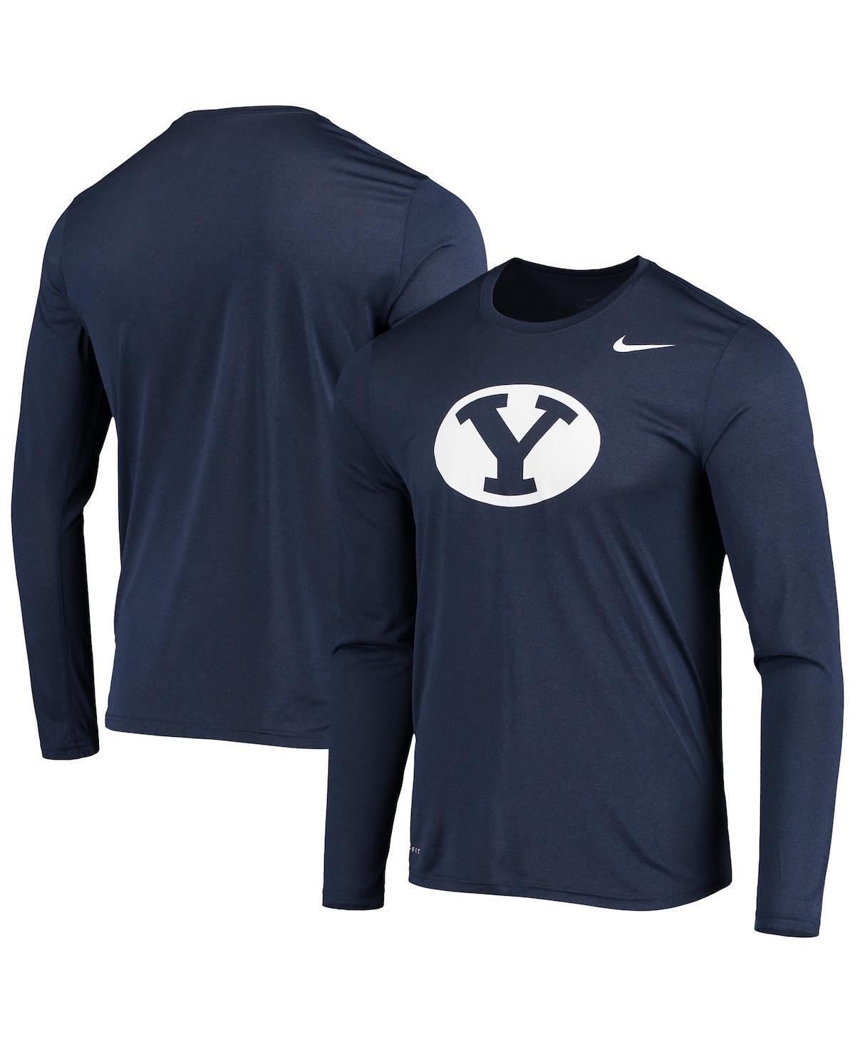 Mens Nike BYU Cougars School Logo Legend Performance Long Sleeve T-Shirt Blue Product Image