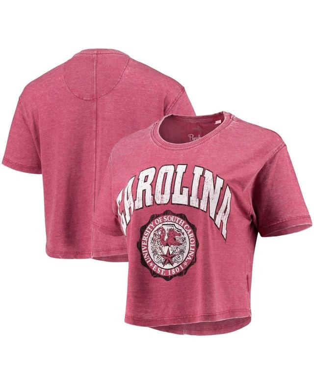 Womens Garnet South Carolina Gamecocks Edith Vintage-Inspired Burnout Crop T-shirt Product Image