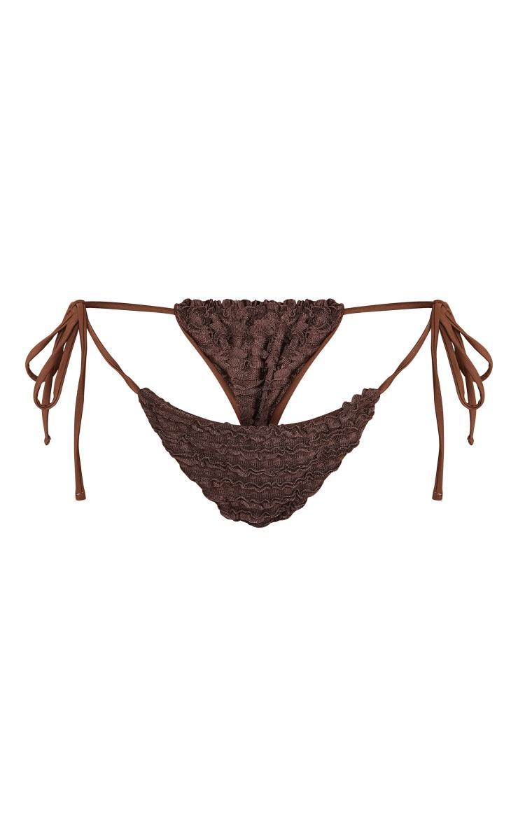 Chocolate Frill Texture Tie Side Bikini Bottoms Product Image