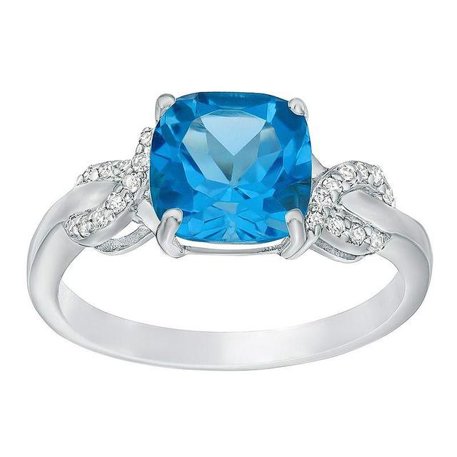 Gemminded Sterling Silver Blue Topaz & Diamond Accent Ring, Womens Product Image