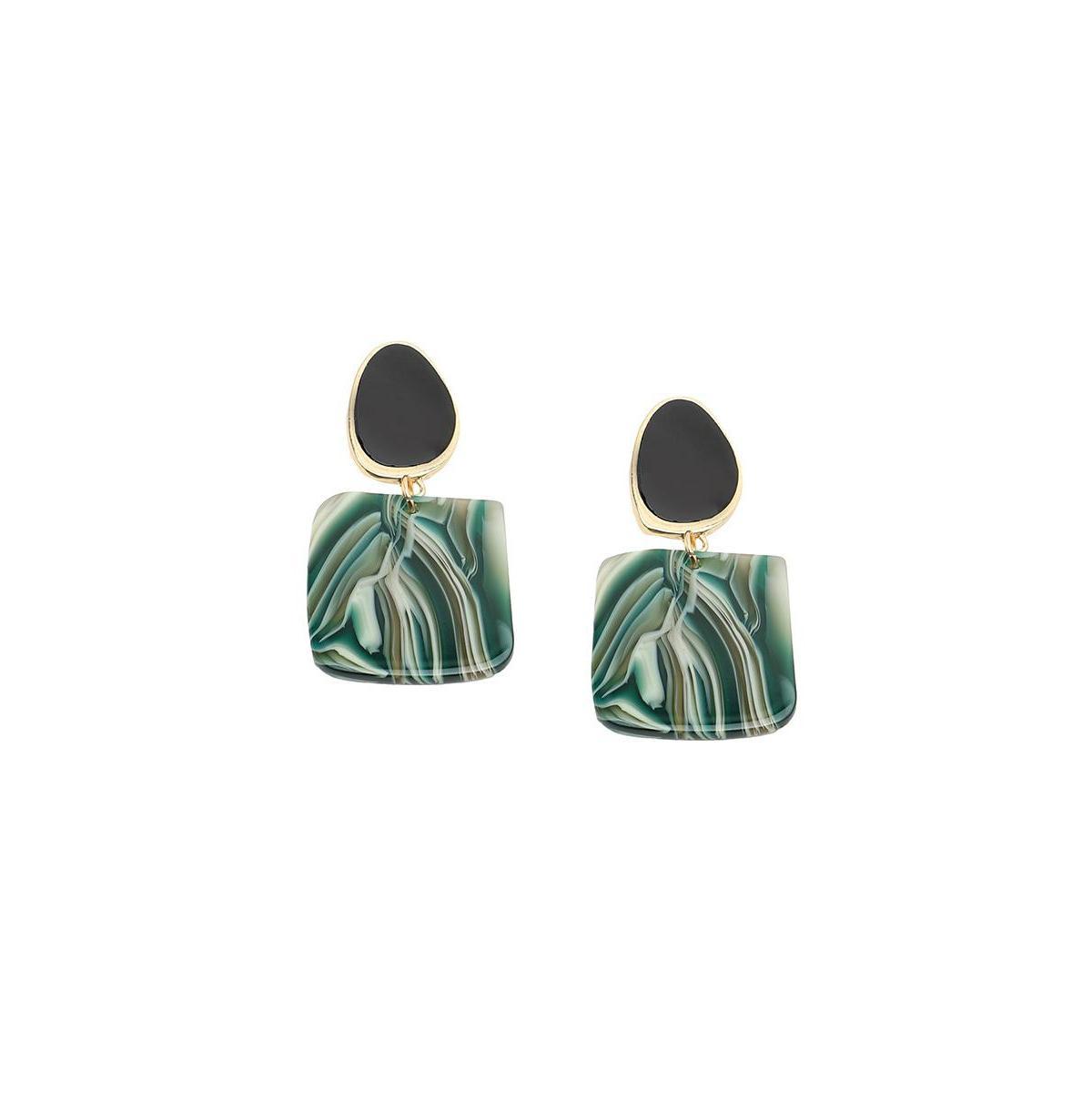 Sohi Womens Black Textured Geometric Drop Earrings Product Image