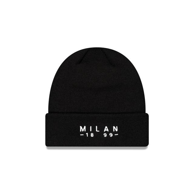 AC Milan Established Wordmark Black Cuff Knit Hat Male Product Image