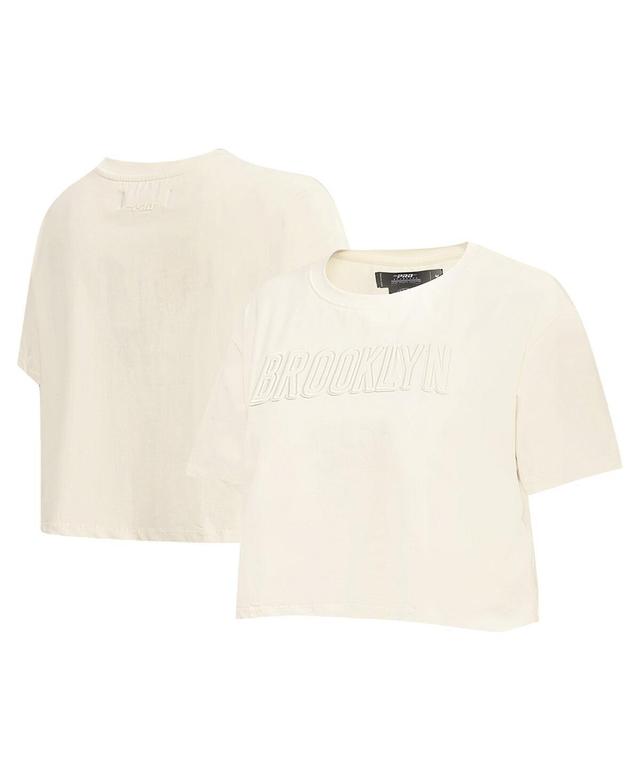 Womens Pro Standard Cream Brooklyn Nets Neutral Boxy Crop T-shirt Product Image