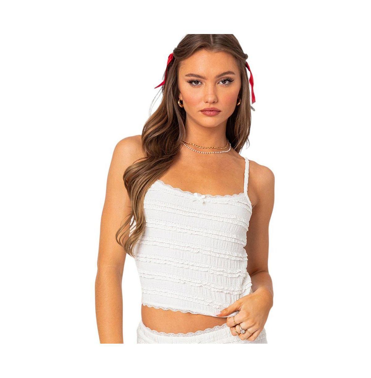 Womens Lucy ruffled lace tank top Product Image