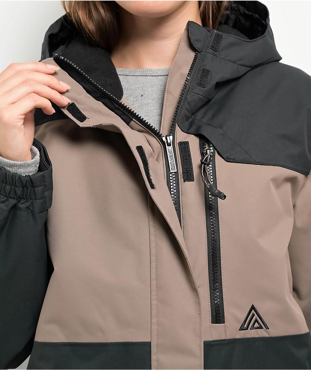 Aperture Women's Ranger Asymmetrical Deep Taupe & Black 10K Snowboard Jacket Product Image